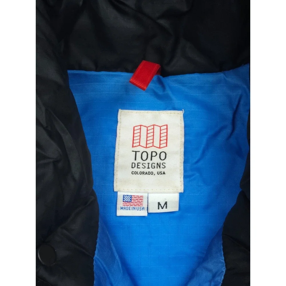 Topo Designs Puffer Vest Women's Medium Black Snap Primaloft Nylon Made USA